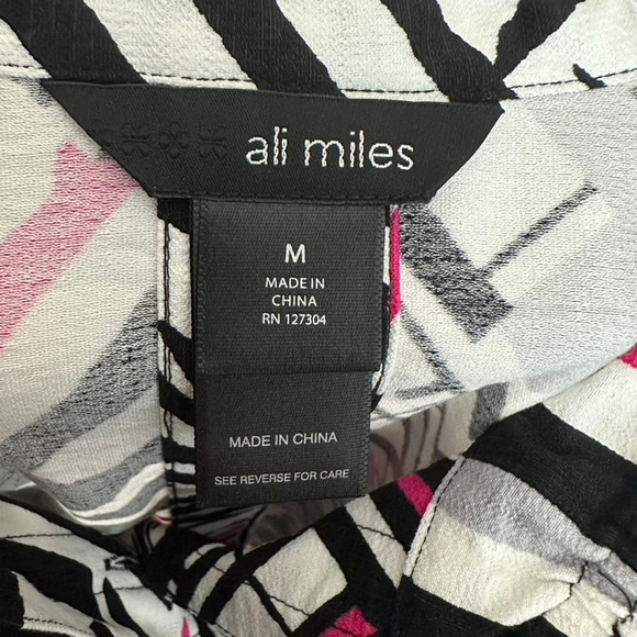 Ali Miles Abstract striped tunic top Wire Collar Artsy Chic A-Line Whimsy Size M - Picture 12 of 13